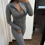 Ensemble femme fitness 3 pièces gris style Alo Yoga