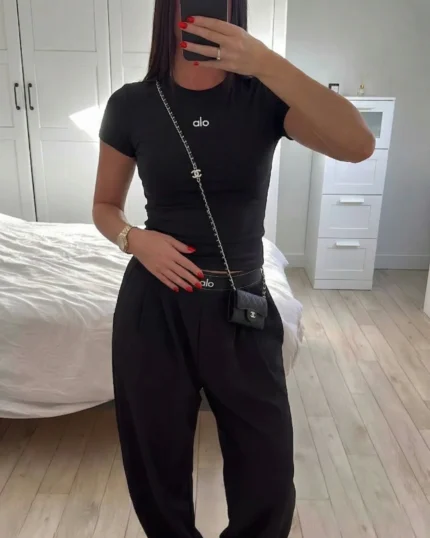 tshirt haut alo yoga noir