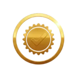 badge circulaire dore design rayons soleil coche relief centre