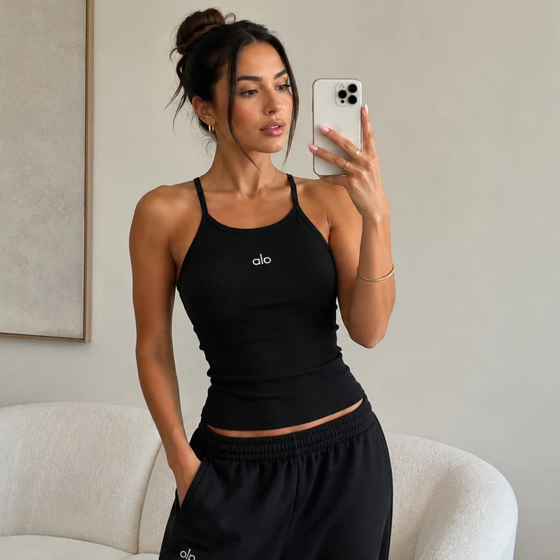 tshirt debardeur alo yoga top black